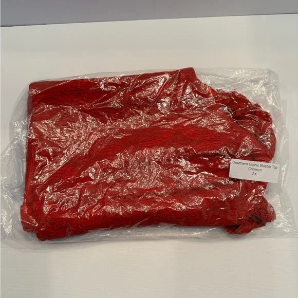 La Femme En Noir Southern Gothic Bustier Top in Crimson 2XL New With Tags - Picture 9 of 9